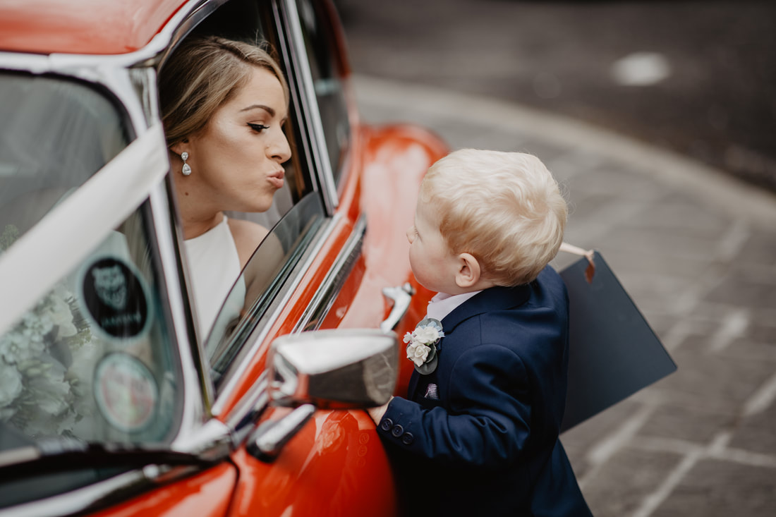 Emotional moments, little boy meet his mom the bride 
