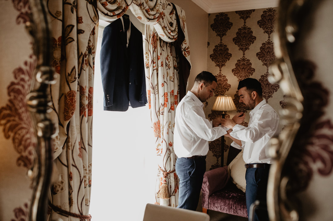 Groom and best man, at Clanard Court Hotel, Athy, Co. Kildare by wedding photographer Mario Vaitkus