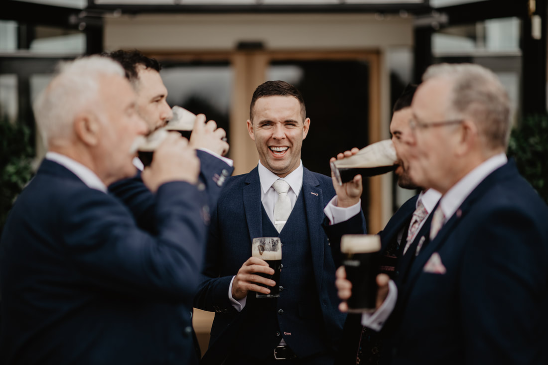 Groom, Groomsmen and Guinness at Clanard Court Hotel, Athy, Co. Kildare by wedding photographer Mario Vaitkus