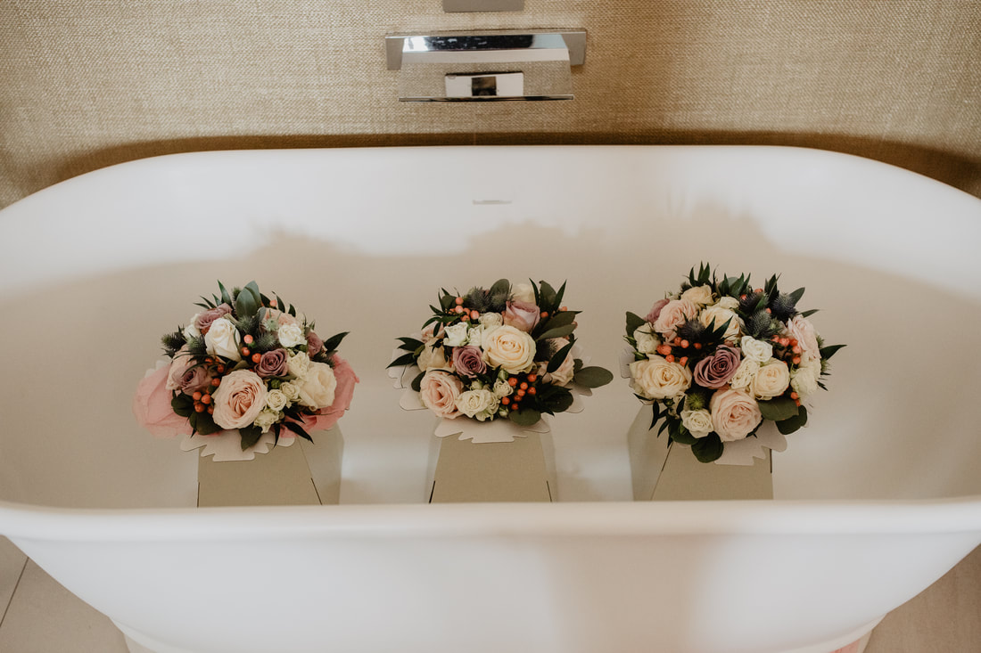 Flowers in a bath, at Clanard Court Hotel, Athy, Co. Kildare by wedding photographer Mario Vaitkus