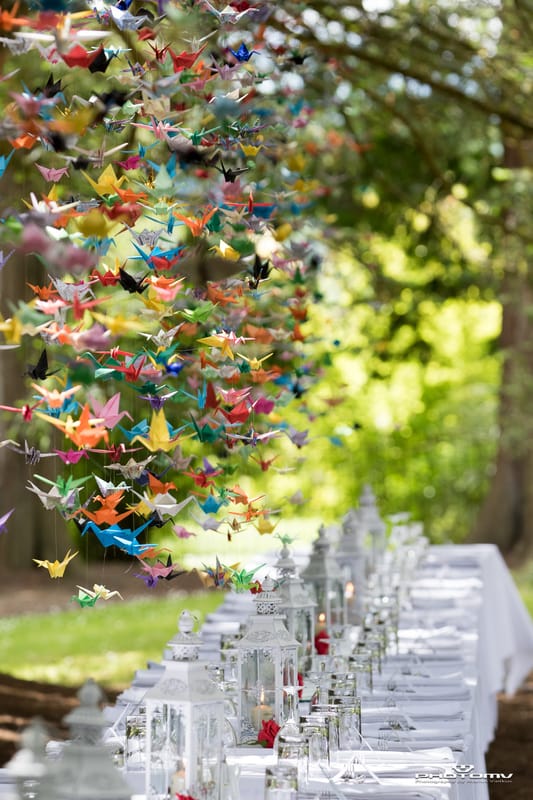Impressive wedding table set up outside the Huntington Castle in Ireland