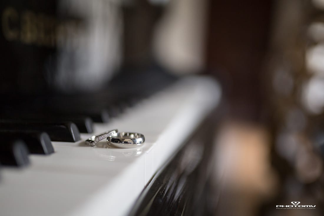 Wedding rings on a piano