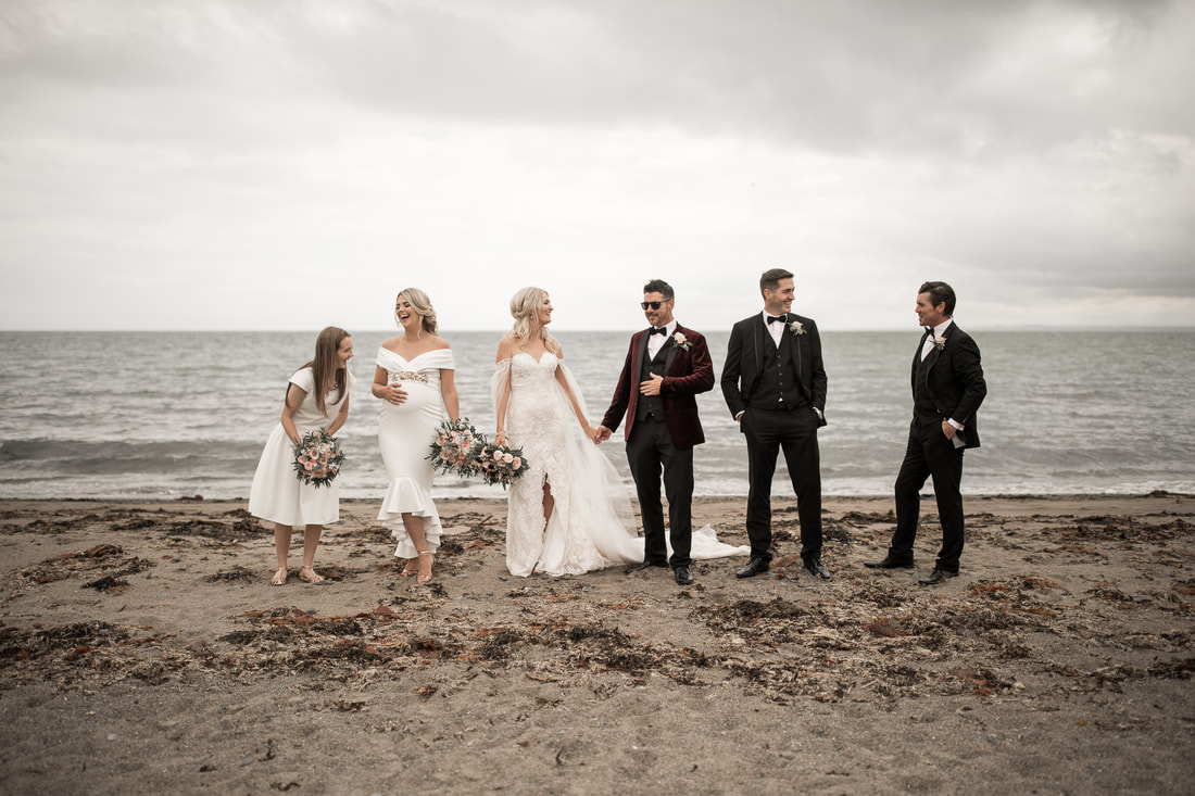 Bridal party at a beach in Dundalk