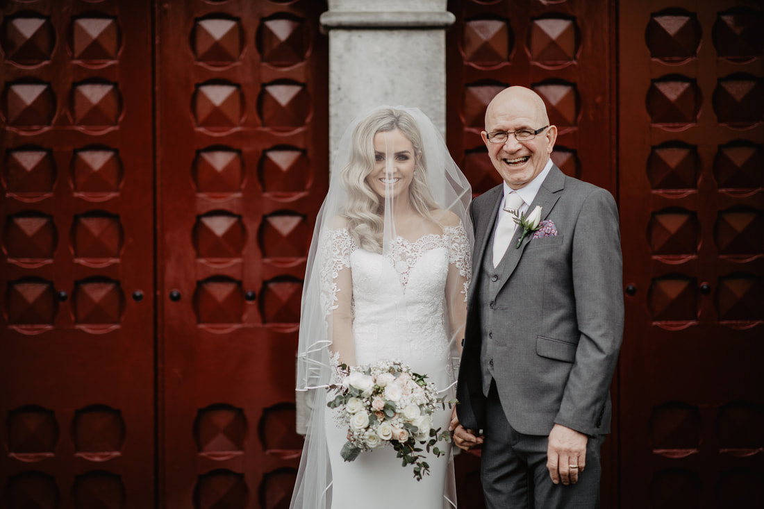 Bride and her father, few minutes before getting married in Mallow