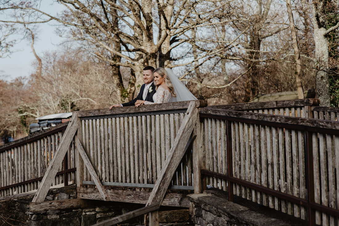 Bride and groom on a bridge at Ross Castle, Killarney, Co.Kerry