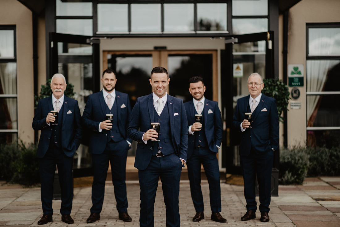 Groomsmen and Guinness at Clanard Court Hotel, Athy, Co. Kildare by wedding photographer Mario Vaitkus
