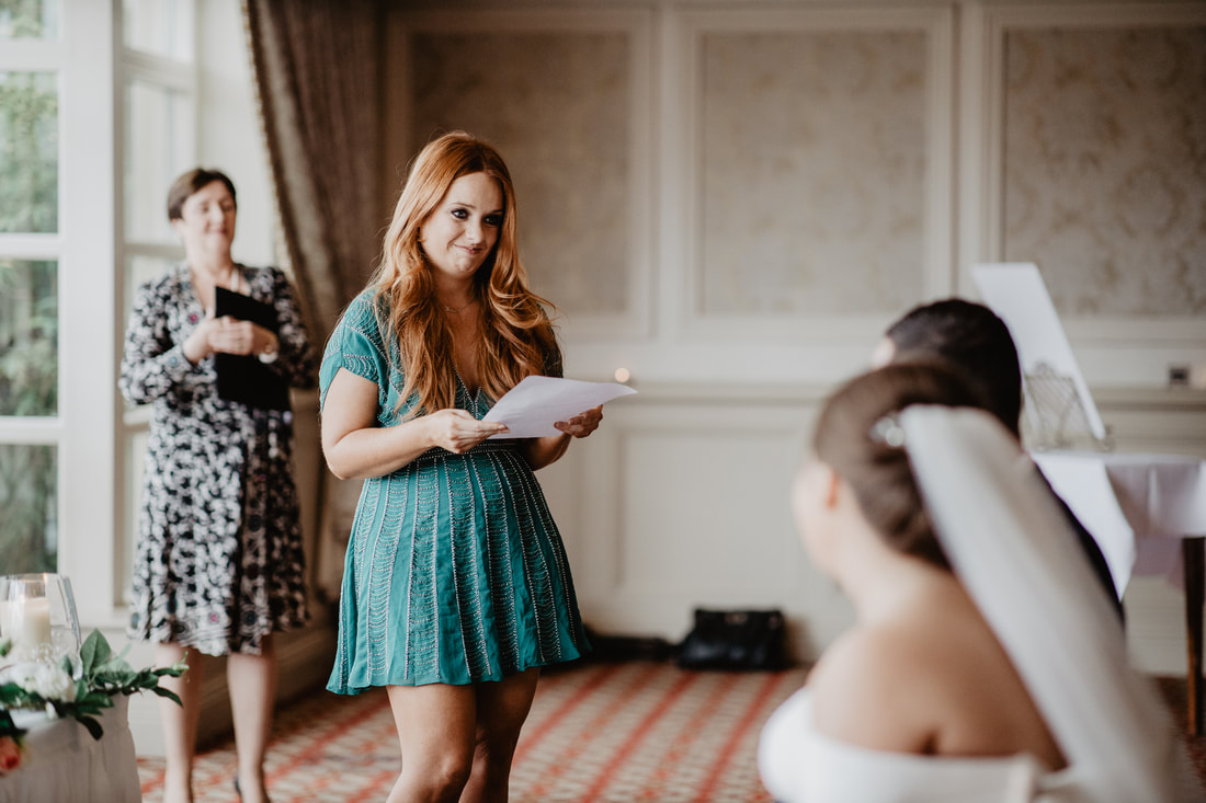 Wedding ceremony reader at Clanard Court Hotel, Athy, Co. Kildare by wedding photographer Mario Vaitkus